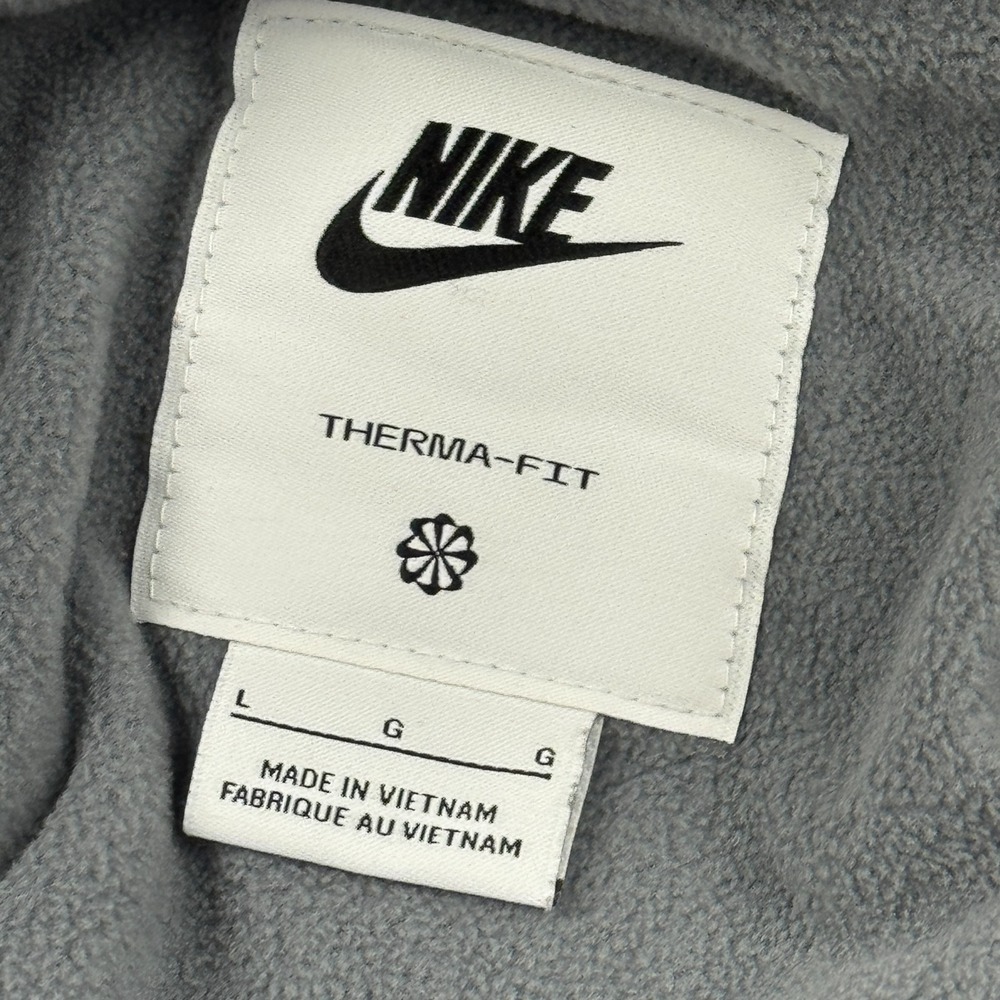 Nike Jacket Men Large Cream Gray Therma Fit Legacy Hooded Fleece Lined Full Zip - Picture 4 of 14